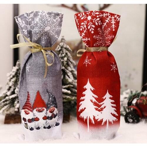 Santa Claus Christmas Wine Bottle Cover Merry Christmas Decor For Home Xmas Ornaments Gifts Navidad New Years Decor