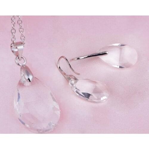 S004 Hot jewelry export jewelry luxury water drops crystal earrings necklace set