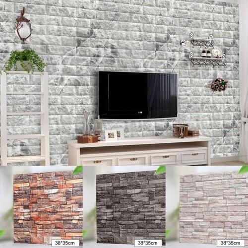 3D PE Self-adhesive Wall Stickers House Decoration Paper Brick Wallpaper For Home Living Room TV Background Decor