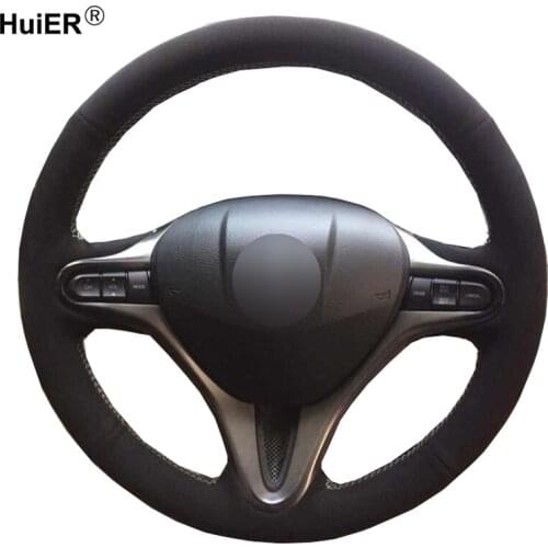 DIY Car Steering Wheel Cover Black Suede Leather For Honda Fit 2009-2013 City 2009-2012 2013 Jazz 2009-2013 Insight 2010-2014