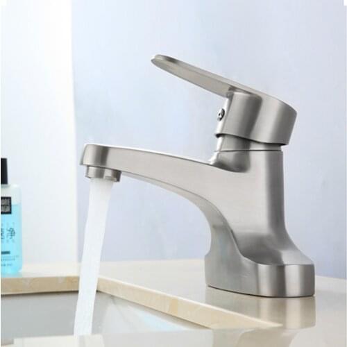 Durable High Quality Brushed Nickel Bathroom Wash Basin Two Way Tap Faucet