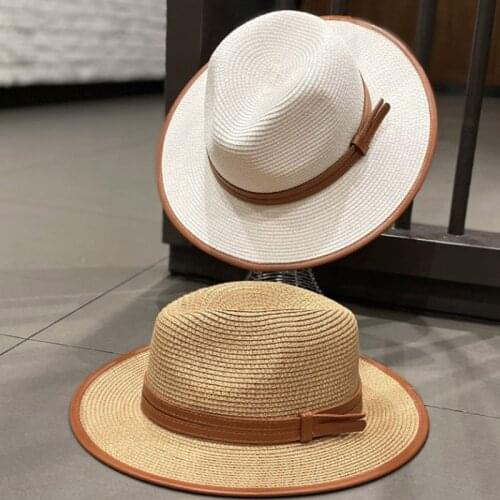 Straw hat sun hat belt leather edging accessories men and women rider hat кепка мужская fedora hat Panama rope accessories