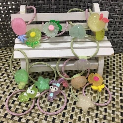 Luminous children hair ring does not hurt baby hair princess hair lovely color rubber band candy color rope hair accessories