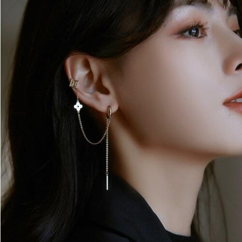 Temperament flower ear bone clip ear line one earrings Korean style elegant female fashion earrings earrings