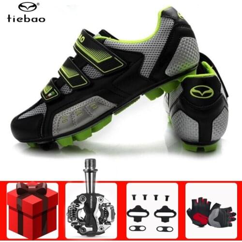 TIEBAO Cycling Shoes SPD Cleats Pedals Sapatilha Ciclismo Mtb Men Women Mountain Bike Self-locking Athletic Riding Sneakers