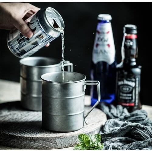 600ML 304 Stainless Steel Vintage Frosted Silver Beer Cup Creativity Cold Water Drinks Cup Household Office Use Gargle Cup