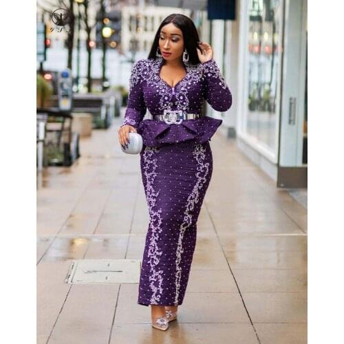 Vintage Mother of the Bride Dresses Juliet Neck Beaded Pearls Long Sleeve Sheath Ankle Length Wedding Party Dresses