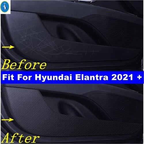 Interior Refit Kit Inner Car Door Scratchproof Anti Kick Pad Film Protective Stickers Cover Trim Fit For Hyundai Elantra 2021