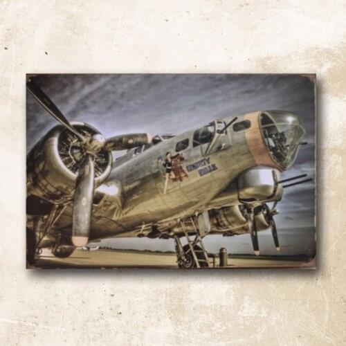 Military Airplane Fighter Retro Vintage Decor Metal Tin Sign Wall Decoration Shop Cafe Bar Metal Tin Signs 20x30cm