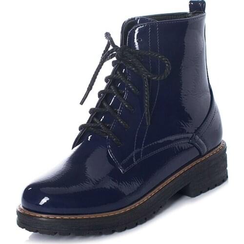 Big Size boots women shoes martin boots for women ladies boots shoes woman winter Cross band with bright leather