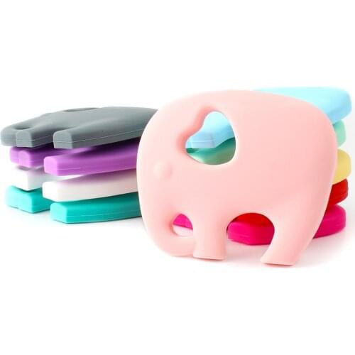 1pcs 80mm Silicone Elephant Baby Teethers rodent beads DIY chew Necklace Pacifier Chain Pendant Food Grade Silicone BPA Free