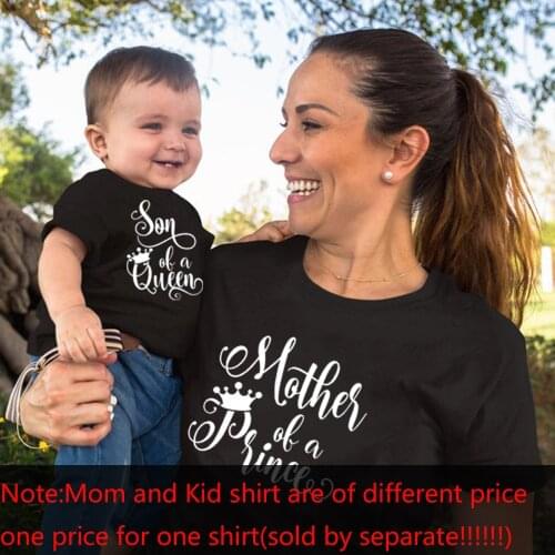 1pcs Son of Queen Mother of A Prince Mommy and Son Shirts Mommy and Kid Baby Boy Matching Tshirts Summer Matching Family TShirts