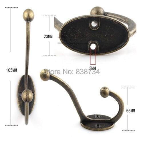 10pcs 105*23*55 decoration hardware antique wardrobe cabinet single hook alloy hook wall hooks solid alloy single hook holes