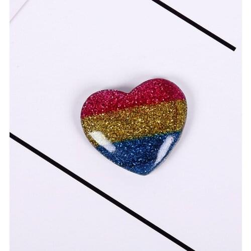 10pcs/lot 24X28mm Flat Back Kawaii Resin Glitter Heart Cabochon For Kids DIY Hairclip Scrapbooking Craft Mobile Protection