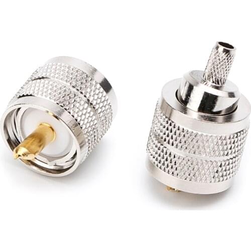 10PCS UHF Male PL259 Plug Crimp RG58/142 LMR195 RG400 Screwed Coupling Connector