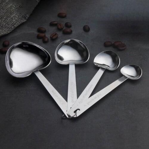 4PCS Stainless Steel Measuring Spoon Set Heart Shape Measure Scoop Measure Teaspoon Small Measure Spoon Cooking Tool
