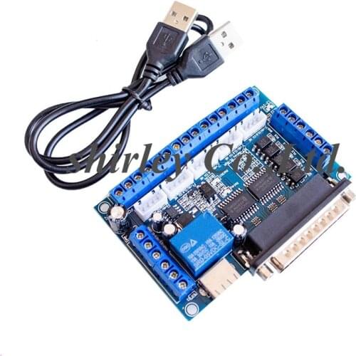 1pcs 5 Axis CNC Breakout Board Interface with USB Cable For Stepper Motor Driver MACH3 CNC Board Parallel Port Control