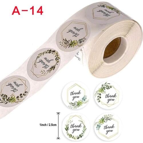 500Pcs/Roll Flowers Thank You Sticker Paper Labels Round Reward Scrapbooking Stickers Wedding Party Decor Envelope Seal Sticker