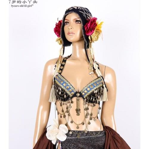 7years Old Lil Girl 2021Tribal Belly Dance Bra Fusion Bra sexy Costume ATS BSS55 57