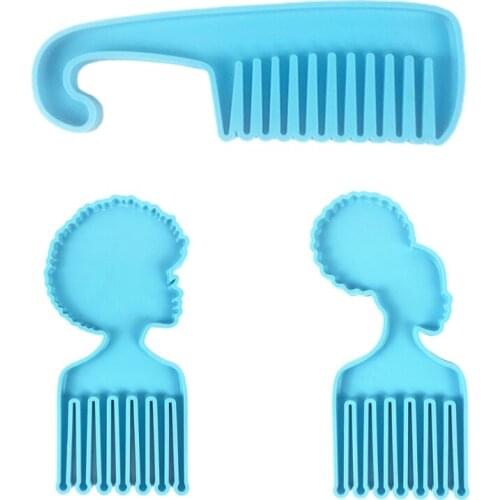 African Men Women Heads Shaped Combs Epoxy Resin Mold Silicone Mould DIY Crafts Casting Tool