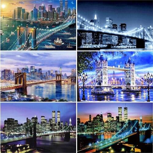 EverShine Diamond Painting Bridge Cross Stitch Diamond Mosaic Scenic Needlework Embroidery City Full Square Set Handmade Hobby