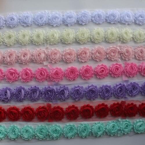 Free ePacket 52y 2.5" Shabby Chiffon Rose Trim for Baby Girls Headbands Fabric Flower DIY Supply Home Decors Handcraft Accessory
