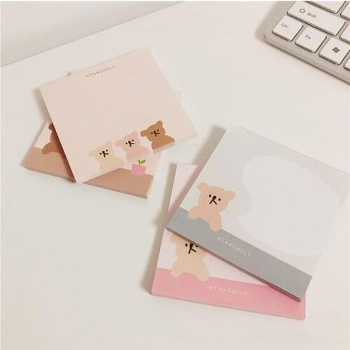 Ins Three Little Bears Bear Memo Pad 50 Sheets Cartoon Cute Mini Note Creative School Office Message Paper Kawaii Stationery
