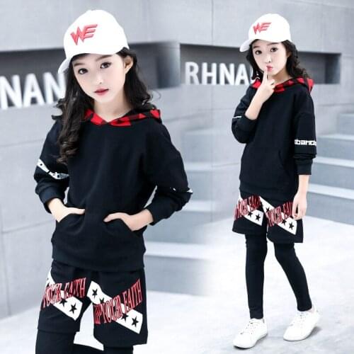 Girls 4-14 Y Spring Autumn Hooded Long Sleeve Camouflage Hoodies & Long Pant Fashion Loose Fit Girls Hoodies 2 PCS Clothing Set