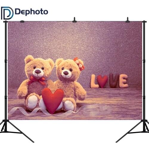 Dephoto Photographic Background Bear Wooden Floor Newborn Photography Photocall Valentines Day photobooth photo studio