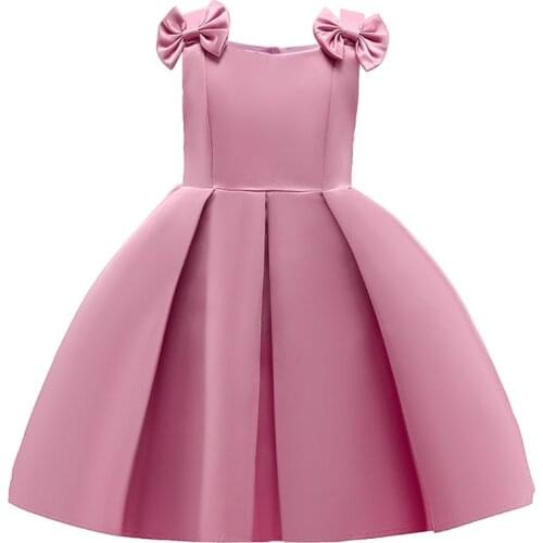 2021 Kids Summer Dresses For Girl Sling Shoulder Bow Princess Dress Children Birthday Wedding Party Dress Girl Casual Clothes