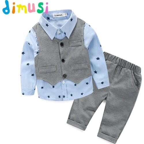 DIMUSI Baby Boy Gentleman Suit shirt + overalls 2pcs Long Sleeve T-shirt Boys Pants Kids Clothes Childrens Clothing Set,EA002
