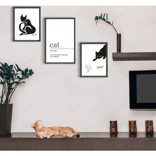 Cat Prints Set of 3, Gallery Wall Bundle, Picasso & Matisse, Boho Minimalist Wall Art, Cat, Exhibition Poster Gallery Wall