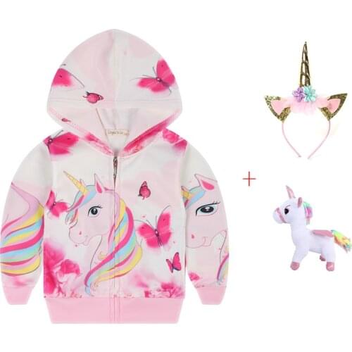 Baby Girls Jackets Autumn Cartoon Unicorn Hoodies Kids Clothes Toddler unicornio Sweatshirt Birthday Present Children Clothing