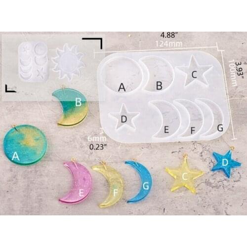 2Pcs Crystal Epoxy Resin Mold Stars Moon Sun Lunar Eclipse Pendant Silicone Mould Handmade Decorative DIY Crafts Jewelry Tool
