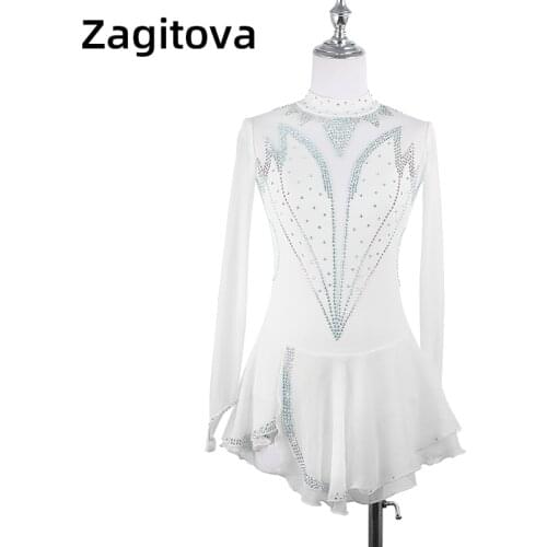 Figure Skating Performance Suits For Girls And Women Figure Skating Dress In Black And White Butterfly Shape With Rhinestones