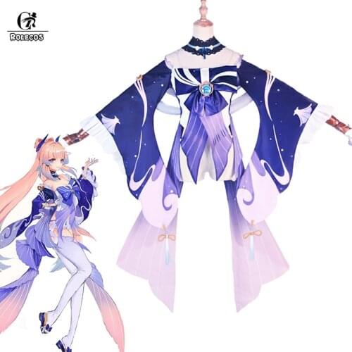 ROLECOS Game Genshin Impact Kokomi Cosplay Costume Sangonomiya Kokomi Costume Cosplay Women Halloween Dress Fish Ribbon Uniform