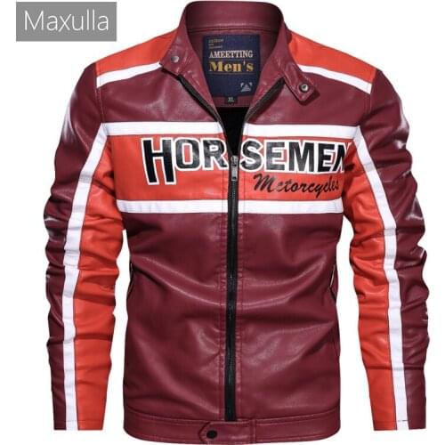 Maxulla Mens PU Jacket Fashion Windbreaker Casual Faux Leather Coats Mens Biker Punk Motorcycle Jackets Men‘s Outwear Clothing