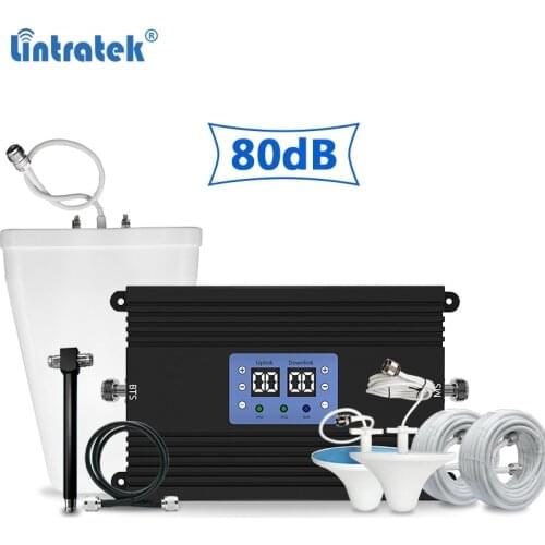 Lintratek 80dB GSM 4G Repeater 900 1800Mhz Signal Booster Ampli 4G 2G Dual Band Repeater Amplifier AGC MGC 25dBm KW25A-GD