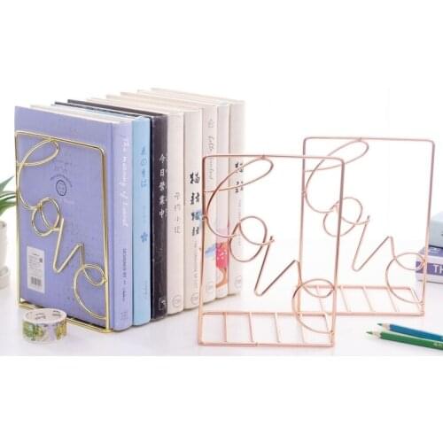 Iron Wire Metal Bookends Nordic Style Decorative Book Holder Stand Rack Dividers For Shelves Office Desk Storage Book Organizer