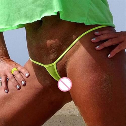 Micro bikini tanga mujer swimwear bikinis biquini tankini sexy lingerie thong Solid color Transparent simple classic Triangle
