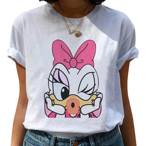 Disney Daisy Duck T-shirt Ladies Summer Cartoon Top T-shirt Fashion Men and Women with The Same White T-shirt Bottoming Hot Sale