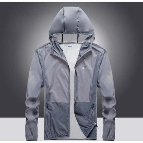 Mens Jacket Summer Hooded Coats Sun Protection Windbreaker Thin Breathable Casual Jacket Outdoor Travel Male Outwear 5XL