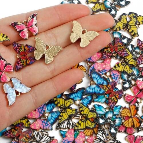 4PCS Colourful Enamel Butterfly Charm Small Animal Pendants Set for DIY Earrings Bracelets Necklaces Jewelry Making Accessories