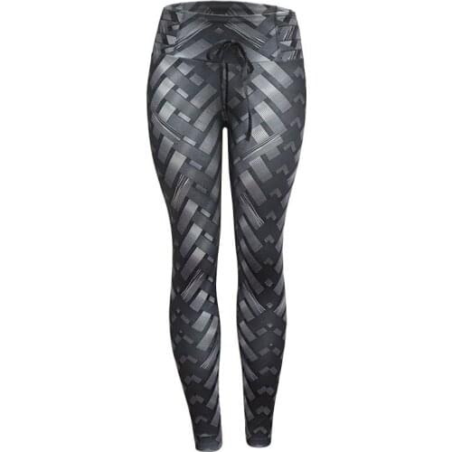 New Hot Sales Weaving Printed Tie Women Fitness Leggings Push Up Workout Leggings Elastic Female Sporting Leggins gothic Pants
