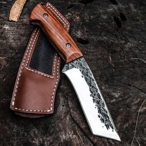 VERY STURDY Collection Custom High Hardness Forging Vacuum Heat Treatment Sharp Tactical Survival Hunting Knife+Leather Sheath