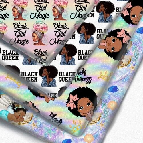 Half Yard Black Girls Princess Pint Polyester Cotton Material Patchwork Sewing Quilting Fabrics Quilting Needlework DIY Cloth