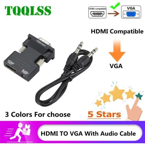1080P HDMI to VGA Converter Female to Male Digital To Analog HD TO VGA Audio Video Converter for PC Laptop TV Box Projector