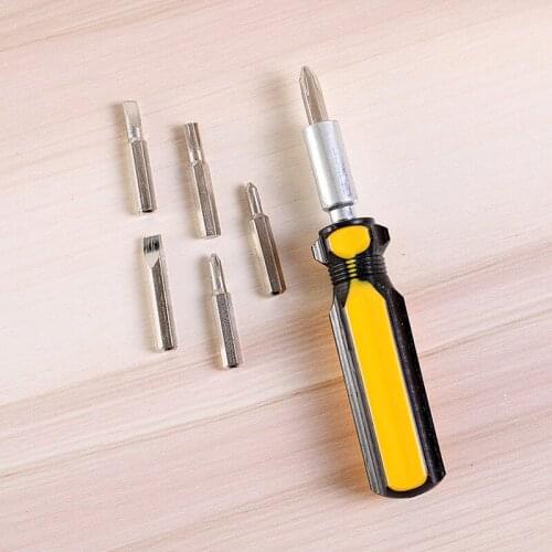 Hand Tool 6 In 1 Screwdriver Kit Small Mini Combination Universal Set Dismountable Machine Antiskid Handle Multifunction Repair