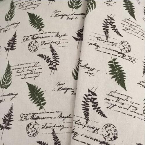 DIY Sewing Linen Cotton Fabric Leaf Printed Linen Fabric Beige Canvas Material For Quilting Home Textile Tablecloth Cushioncover