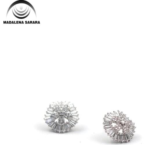 MADALENA SARARA S925 Needle Dangle Earring Red AAAA Cubic Zirconia And Crystal Inlaid Umbrella Style Girls Earring